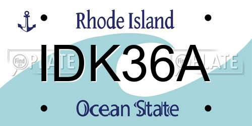 IDK36A Rhode Island License Plate