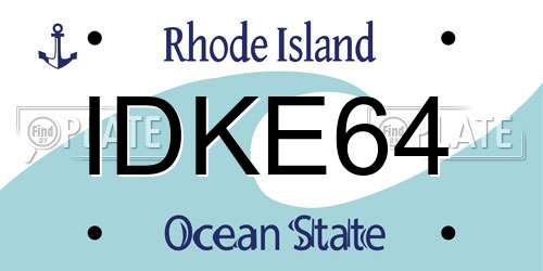IDKE64 Rhode Island License Plate