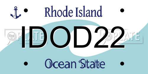 IDOD22 Rhode Island License Plate