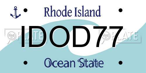 IDOD77 Rhode Island License Plate