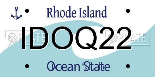 IDOQ22 Rhode Island License Plate