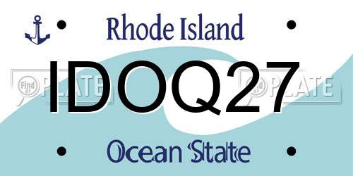 IDOQ27 Rhode Island License Plate