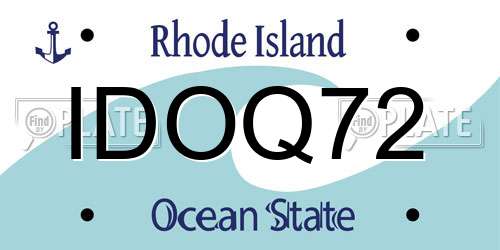 IDOQ72 Rhode Island License Plate