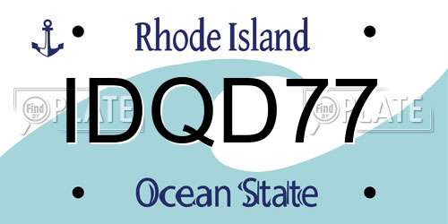IDQD77 Rhode Island License Plate
