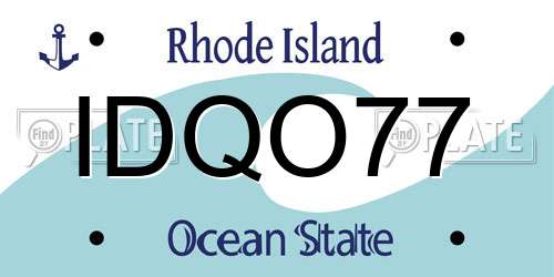 IDQO77 Rhode Island License Plate