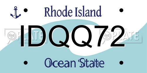 IDQQ72 Rhode Island License Plate
