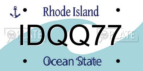 IDQQ77 Rhode Island License Plate