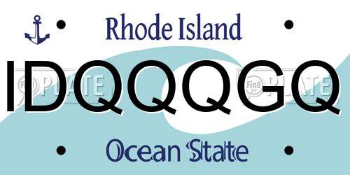 IDQQQGQ Rhode Island License Plate