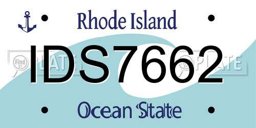 IDS7662 Rhode Island License Plate