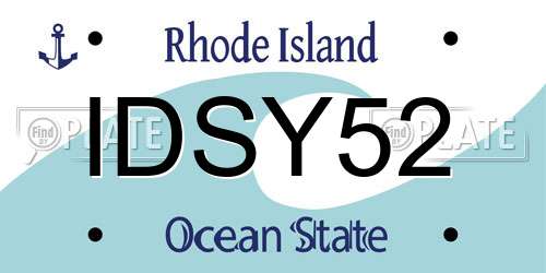 IDSY52 Rhode Island License Plate