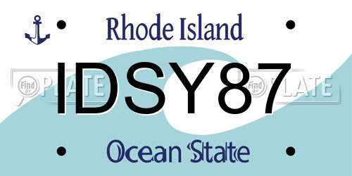IDSY87 Rhode Island License Plate