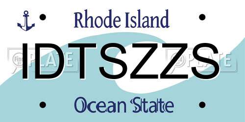 IDTSZZS Rhode Island License Plate