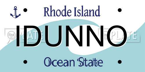 IDUNNO Rhode Island License Plate