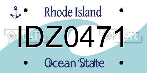 IDZ0471 Rhode Island License Plate