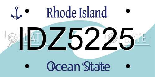 IDZ5225 Rhode Island License Plate