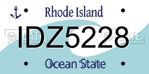 IDZ5228 Rhode Island License Plate