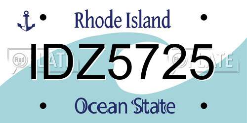 IDZ5725 Rhode Island License Plate