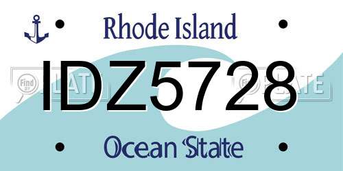 IDZ5728 Rhode Island License Plate