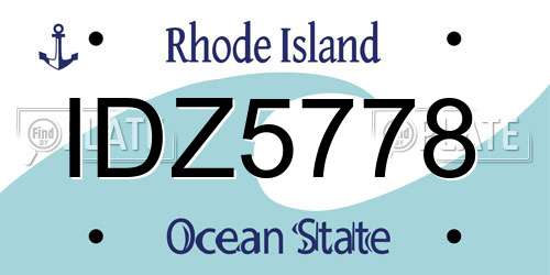 IDZ5778 Rhode Island License Plate