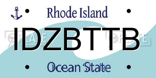 IDZBTTB Rhode Island License Plate