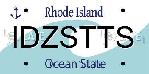 IDZSTTS Rhode Island License Plate