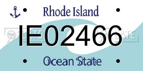 IE02466 Rhode Island License Plate