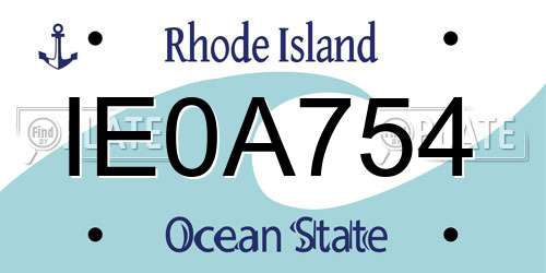 IE0A754 Rhode Island License Plate