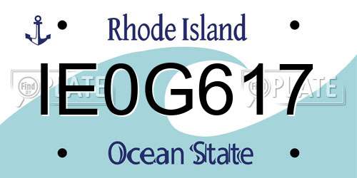 IE0G617 Rhode Island License Plate
