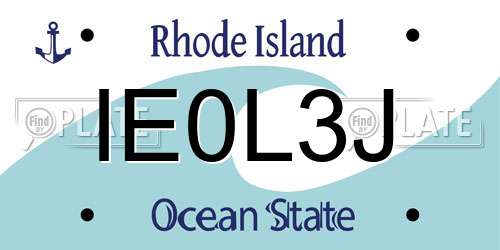 IE0L3J Rhode Island License Plate