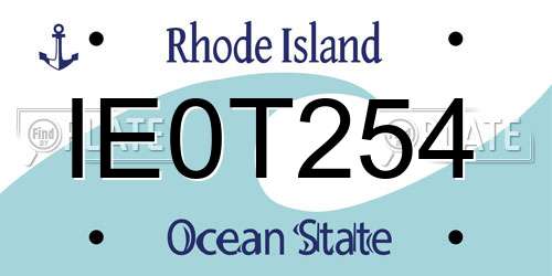 IE0T254 Rhode Island License Plate