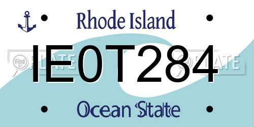 IE0T284 Rhode Island License Plate