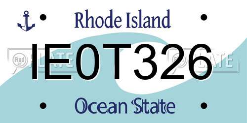 IE0T326 Rhode Island License Plate