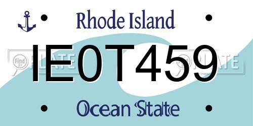 IE0T459 Rhode Island License Plate