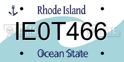 IE0T466 Rhode Island License Plate