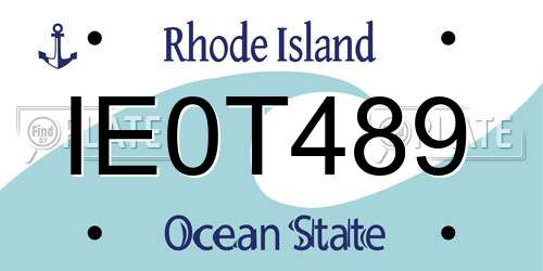 IE0T489 Rhode Island License Plate