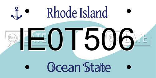 IE0T506 Rhode Island License Plate