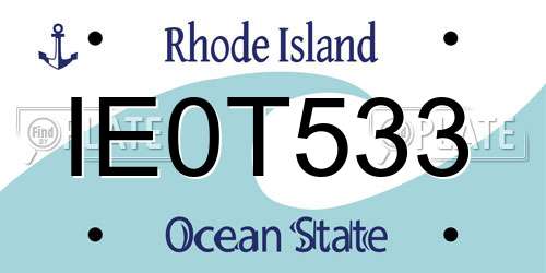 IE0T533 Rhode Island License Plate