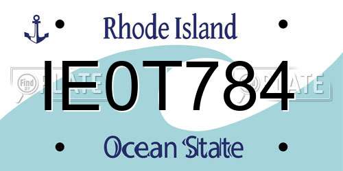 IE0T784 Rhode Island License Plate