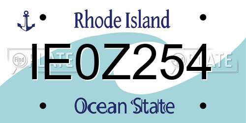 IE0Z254 Rhode Island License Plate
