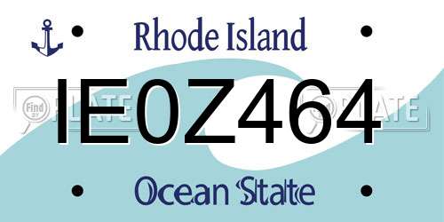 IE0Z464 Rhode Island License Plate