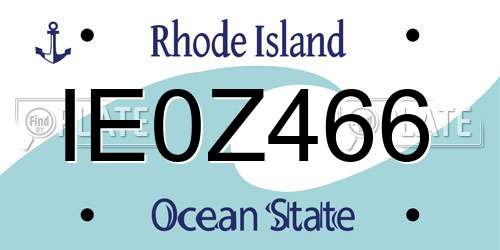IE0Z466 Rhode Island License Plate