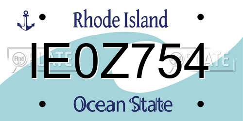 IE0Z754 Rhode Island License Plate