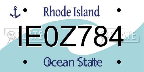 IE0Z784 Rhode Island License Plate