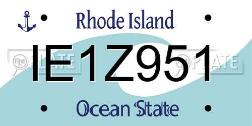 IE1Z951 Rhode Island License Plate