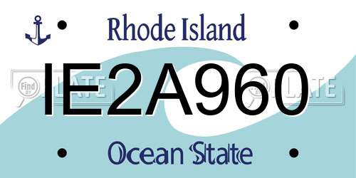 IE2A960 Rhode Island License Plate