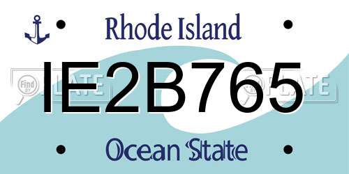 IE2B765 Rhode Island License Plate