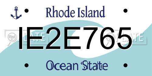 IE2E765 Rhode Island License Plate