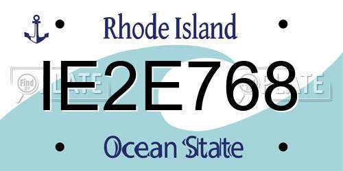 IE2E768 Rhode Island License Plate