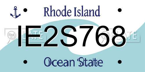 IE2S768 Rhode Island License Plate