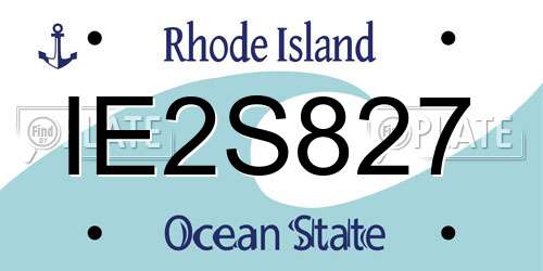 IE2S827 Rhode Island License Plate